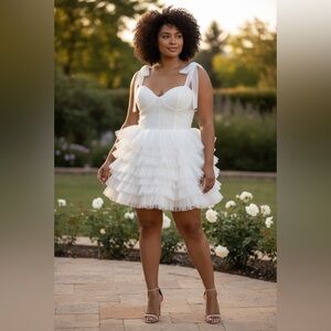 Plus size Elegant White reception wedding Dress